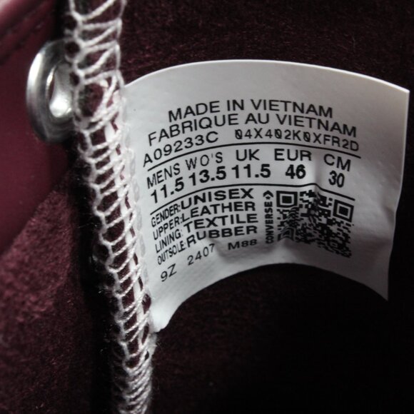 Converse CTAS Pro Hi Sneakers Canvas Deep Bordeaux Maroon Red, Mens Size 11.5 - Picture 13 of 13